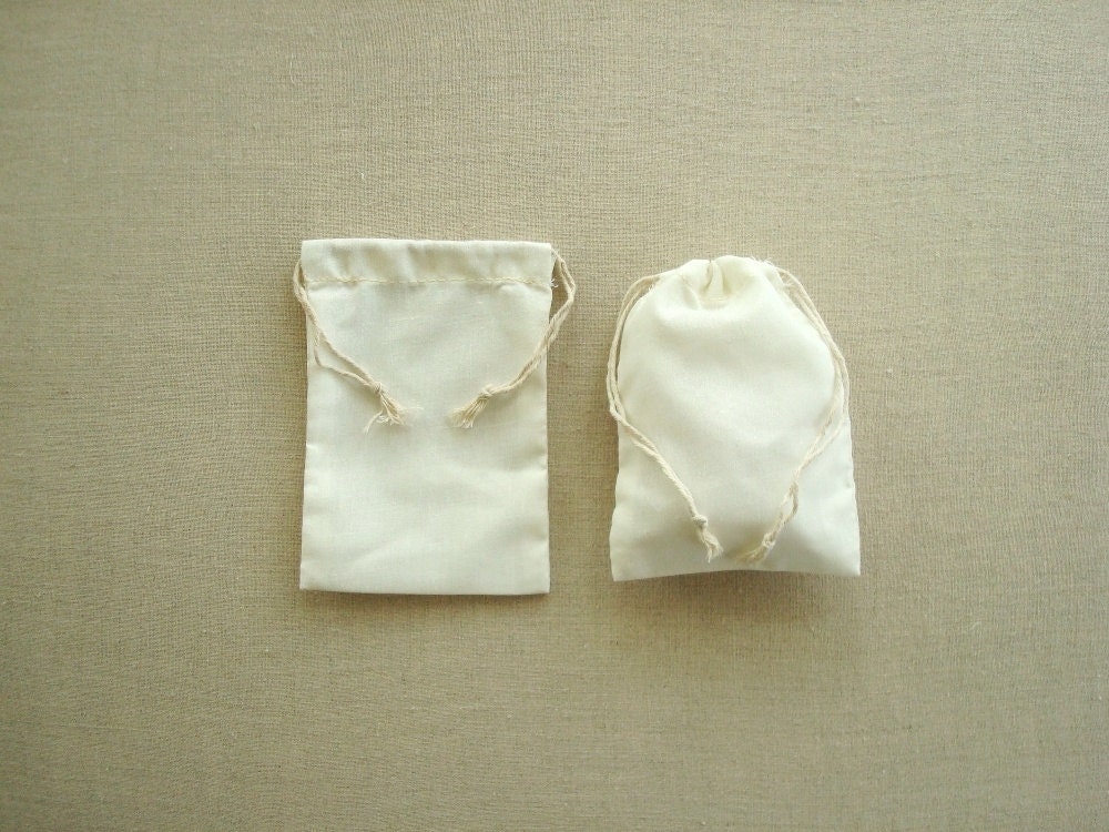 4 x 6 qty. 25 Best Cotton Muslin bags, plain cotton bag, double drawstring