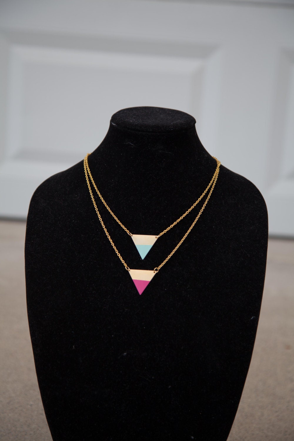 single triangle brass necklace