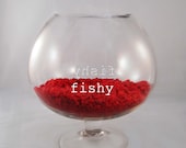 Artistic Personalized Round Glass Standing Fishbowl Personalized with Name or Text