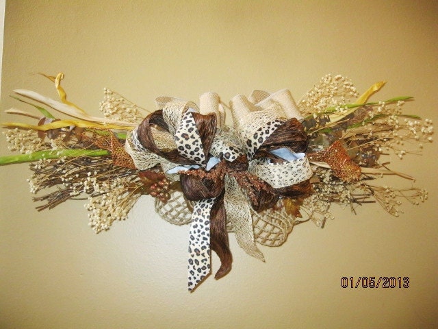 Cheetah burlap swag wreath