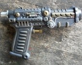 Medium Steampunk Gun Bronze & Silver Metallic with Old Computer Parts, 6.75" Long, Cosplay, Ray Gun, Halloween, Space