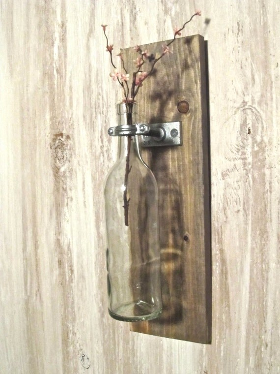 Items similar to Wall Mounted Wine Bottle Vase (set of 1) on Etsy