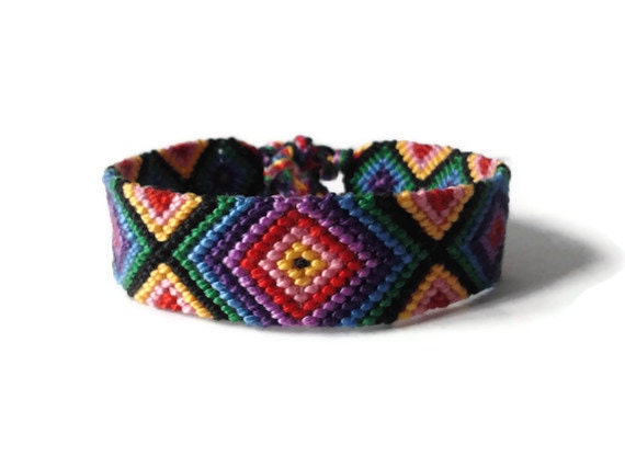 friendship bracelet, wrist cuff bracelet, unisex adult jewelry "rainbow parade", 16 cm (6,3 inches)