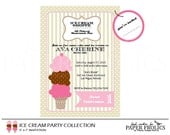 Ice Cream Party Invitation, Digital, DIY, Printable
