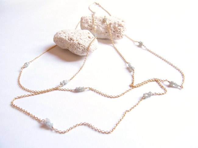 Diamond Necklace Raw Precious Gemstone Simple Dainty Everyday Jewellery April Birthstone 14K Gold Filled