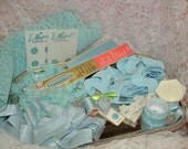 Inspiration Kit  craft work, doll making, scrapbooks, clothes, lace, buttons, thread,sewing notions, perfume jar