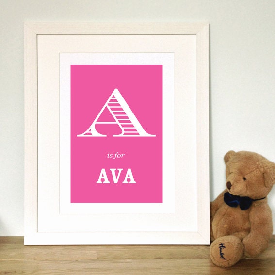 Custom Baby - Typographic Print - A4 - Custom made, personalised prints, artwork for a childrens bedroom or as a gift for friends or family