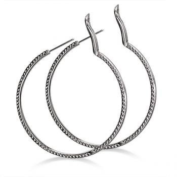 1.19ct Womens Unique Hidalgo Micro Pave Diamond Hoop Earrings 18k White Gold