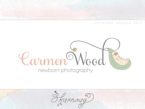 One of a kind, Custom, Premade, Newborn Baby logo design, hand drawn