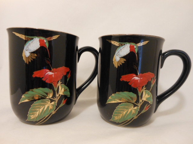Vintage Hummingbird Otagiri Coffee Cups Mugs