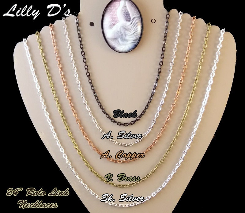 Rolo Chain Link Necklaces - 100- 24 inch(60cm) 3mm Thick Rolo necklaces