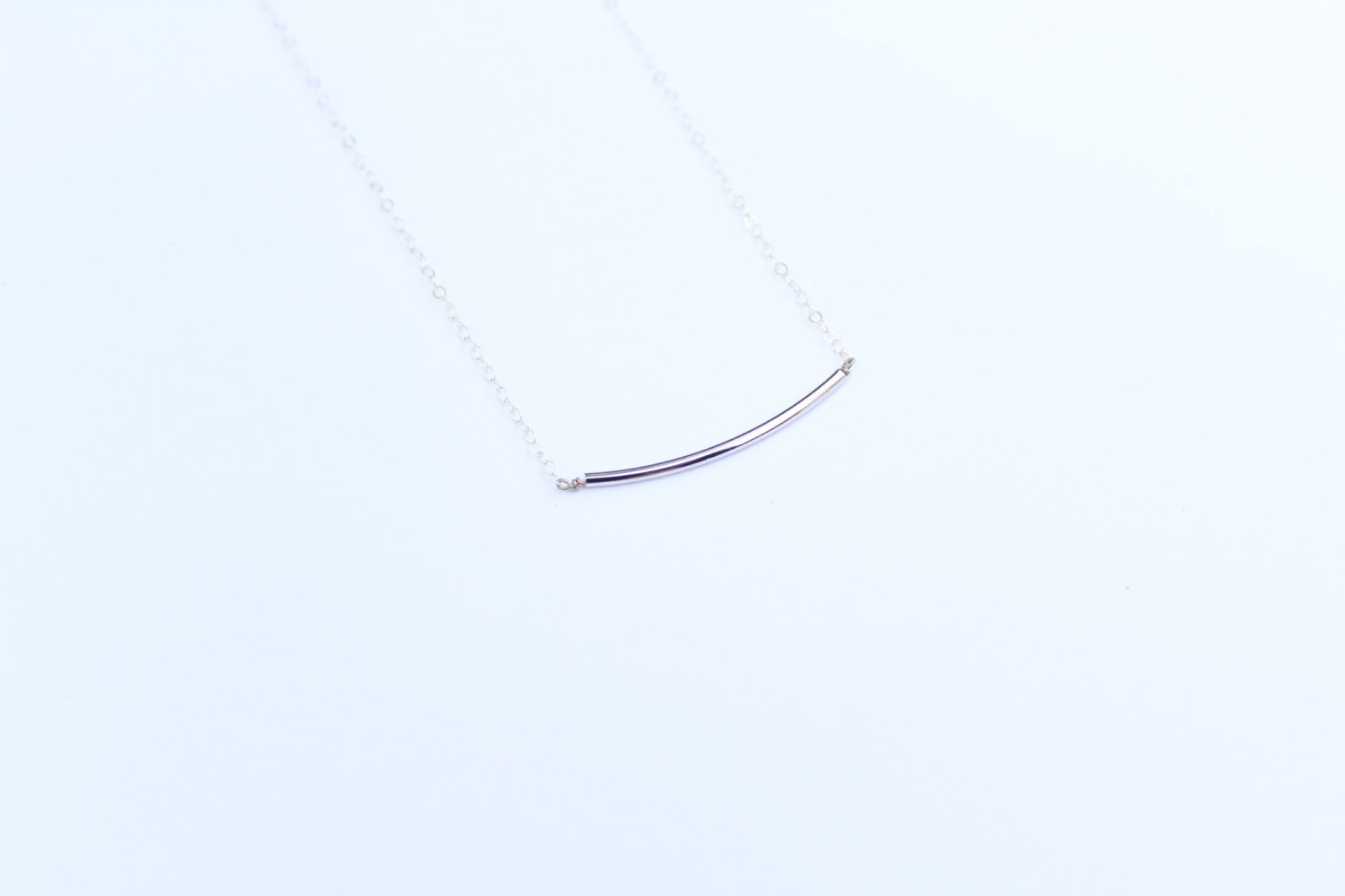 Silver noodle - sterling silver noodle bead necklace - sterling silver chain necklace - simple jewelry
