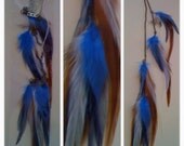 Feather Hair Extension//Hippie Boho//Blues and Tans
