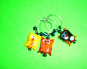 Adorable Owls wine charms