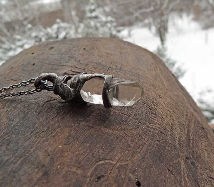 Crystal Quartz huge raw pendant SIGLE KRYSTAL rock crystal meditation winter gift get well valentines, unisex, for him