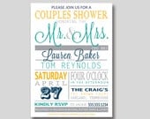 Typography Bridal Wedding Couples Shower Invitation - Custom DIY Printable
