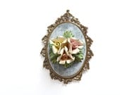 3D Rose Wall Hanging / Shabby Chic / 3d Flower Wall Hanging /   50s Wall Hanging / Elegant Romantic Floral Home Decor / Vintage Home Decor