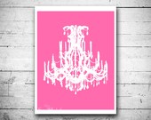 Hot pink Fuchsia Wall decor Chandelier Home decor Modern art print Decor for Girls bedroom Shabby chic Wall hanging Teen girl bathroom