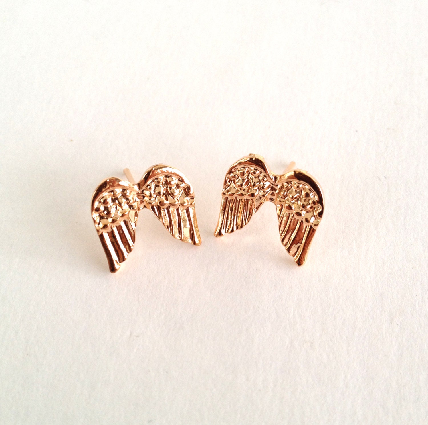 SALE: Dainty Angel Wing Rose Gold Stud Earrings - Minimalist Style