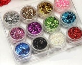 12-color in ONE Hexagonal Acrylic Nail Art Glitter Powder set for DIY Handmade & Nails Decoration