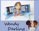 Wendy Hair Bow- Peter Pan's Wendy Darling- 3 inch blue, dark blue with stars, sheer blue ribbon