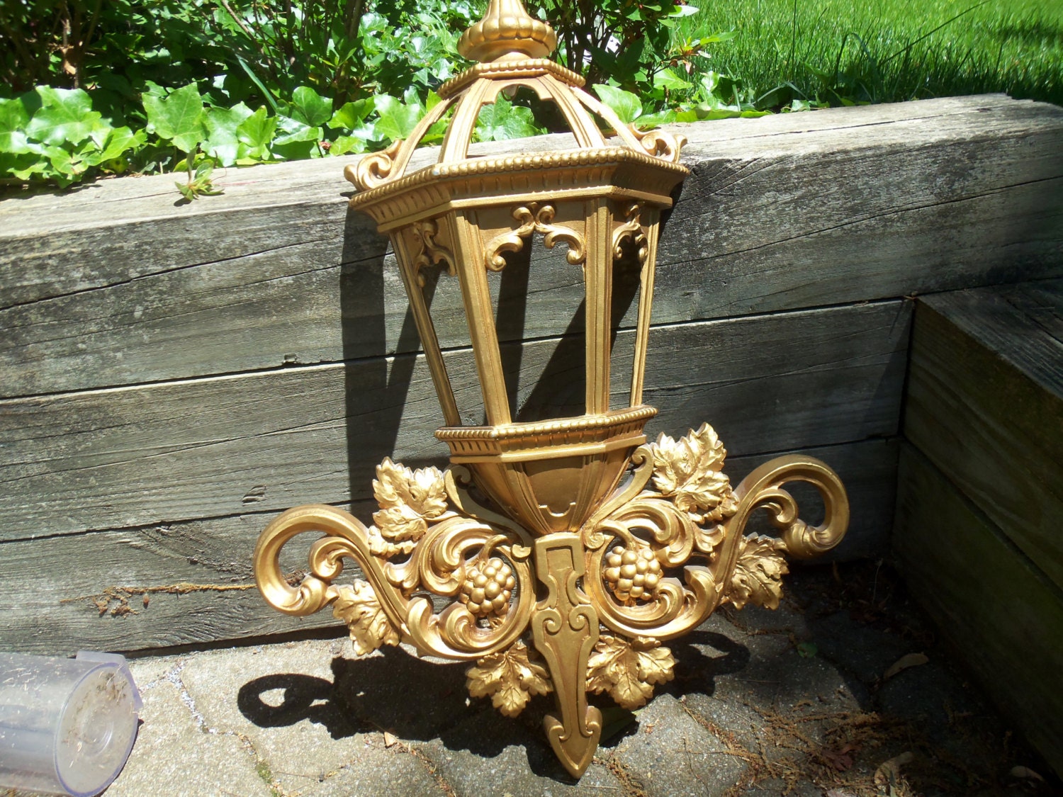 Wall Decor Lantern Wall Sconce Wall Pocket Gold Large Homco Wall Hanging Hollywood Regency Gatsby