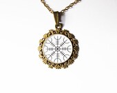 Aegishjalmur - Aegishjàlmr (or Helm of Awe) Sigil - Icelandic Magical Stave - Handmade Vintage Cameo Pendant Necklace
