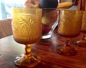 Set of four (4) - vintage amber glasses