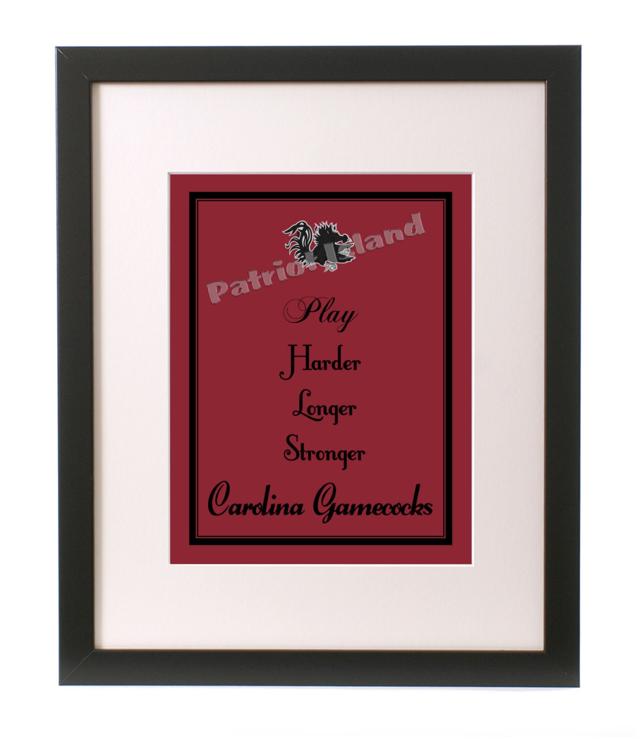 South Carolina Gamecocks College Football Art Print Gift Home Decor College 8 x 10