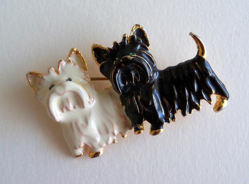 Scottie Dog Best Friends Brooch Pin