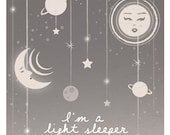 Moon and Stars Digital Print - Original Illustration - Typography Quote - Astrology - Dreamer - Night Sky - Sun - Pink - Gray - Turquoise