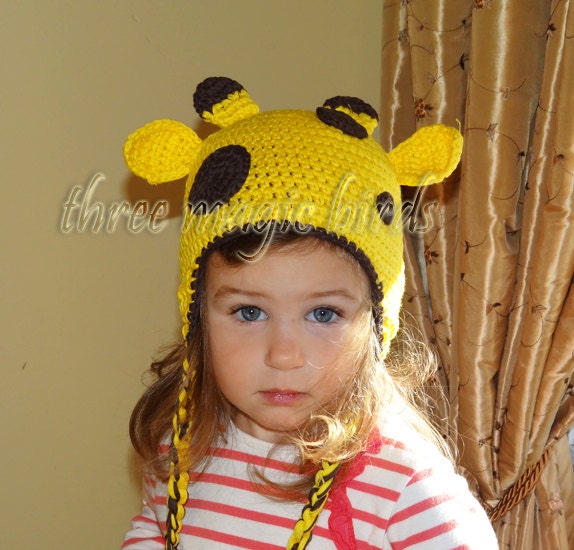Giraffe Crochet Hat, Animal Baby Girl Hat, Cotton Crochet Hat, Adorable Toddler Hat, Little Girl Hat, Photo Prop, Ready to Ship