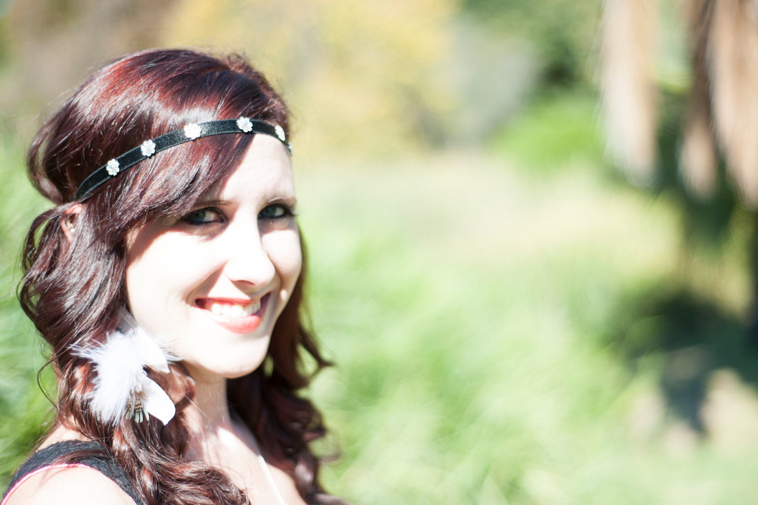 Feather Headband, Feather Hair Accessories, Feather Hair Piece, Feathers, Hippie Hair Clip, Flowers, Flower headband