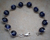 GREEK EVIL EYE Sterling Silver .925 round Glass 10mm bead murano Bracelet Charm Nazar Mati Turkish beads Greece judaica hamsa kabbalah
