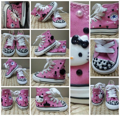 Custom High Top Swavorski Crystal Pink Converse