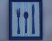 Supper time...Kitchen Art...Navy Blue...Utensil Picture