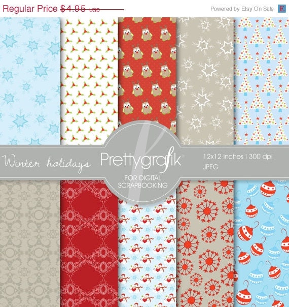60% OFF Save big Christmas digital scrapbook papers, scrapbook pages, digital paper pack, commercial use - PGPSPK559 Il_170x135