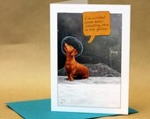 Birthday Card // Dachshund in Space // B-Day Wishes