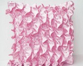 Pink Satin Ruffle Pillow - Decorative pillow - Ruffle throw pillow - Ruffle throw cushion - Gift pillow