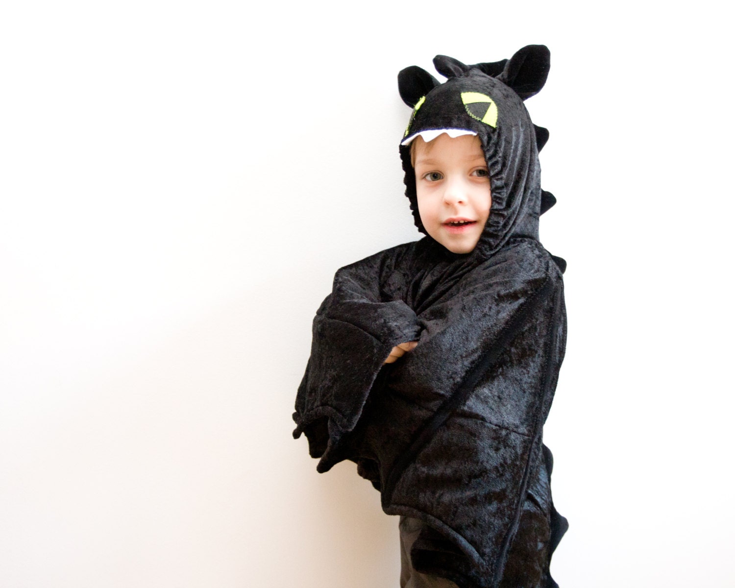 Dragon Costume, Kid Birthday Costume, Party Fairy Tale Black Costume, Photo Prop Halloween Costume with Wings for Boys or Girls