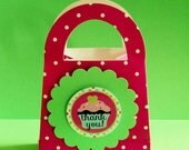 Set of 8 Party Favor Purse Bags Personalized Cupcake Flower/Treat Bags - Birthday Party - Baby Shower- Wedding Shower-Slumber Party