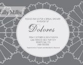 Shabby Chic Rustic Bridal Wedding Shower Invitation Simply Elegant Floral Typography - Digital or Printed 606