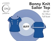 Cake Patterns RiFF Bonny Knit Sailor Top 30"-55" (76.2- 139.7cm) Full Bust