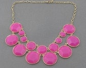 Valentine's Day Gift  Full Color BIB Statement Bubble double-layer Necklace - Hot Pink