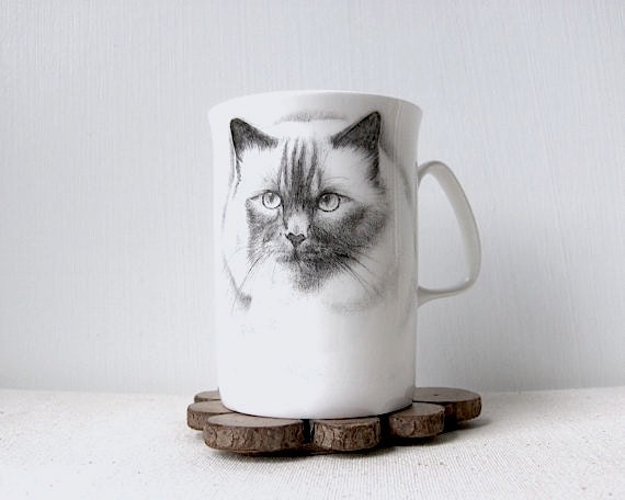 Vintage Siamese Cat Coffee Cup / Mug  Fine Bone China