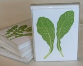 Mixed Greens Set of 4 Linocut Letterpress Cards