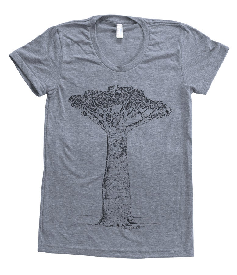 Womens Baobab Tshirt Hand Screen Printed on American Apparel Tri-Blend Short Sleeve 9 Color Options