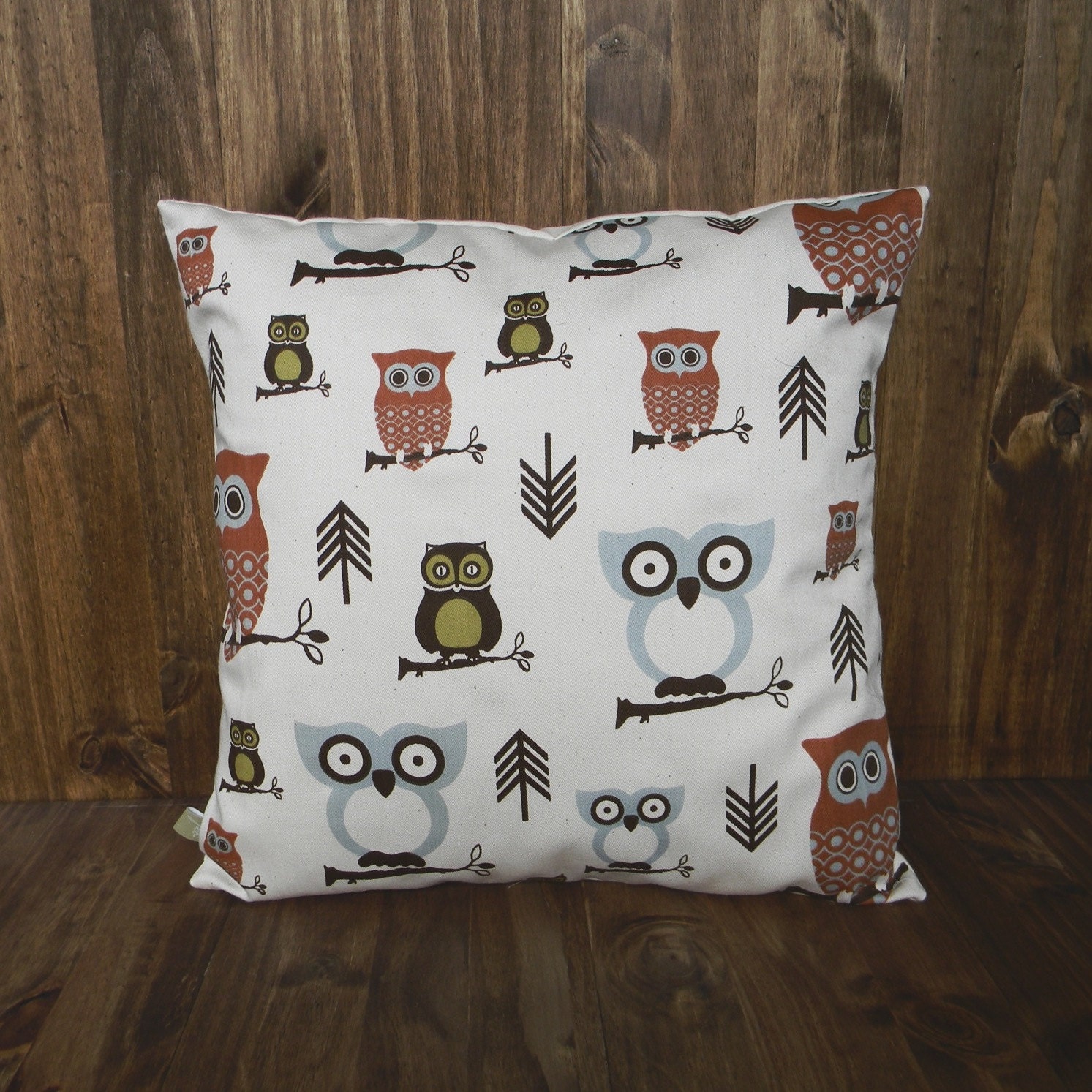 Rustic Owls 16 x 16 Pillow Cover, houswarming gift, cushion cover, kids bedroom