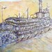 SS Moyie A Paddle Steamer Sternwheeler, Kaslo Canada Original Watercolour & Ink Pen Painting 9" x 12" , Wall Decor