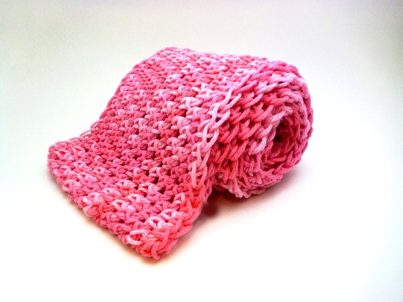 NEW Handmade Crocheted 100% Cotton Spring Weather Thin Lizzie Infinity Scarf - Peonies